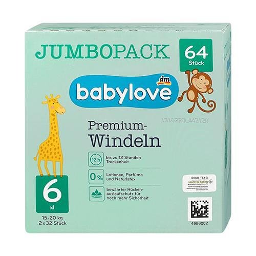 babylove pelene jumbo 6 XXL, 64kom.